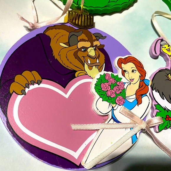 DISNEY’S BEAUTY & THE BEAST VTG 90s KURT ADLER WOODEN HANDCRAFTED XMAS ORNAMENTS - Picture 4 of 16